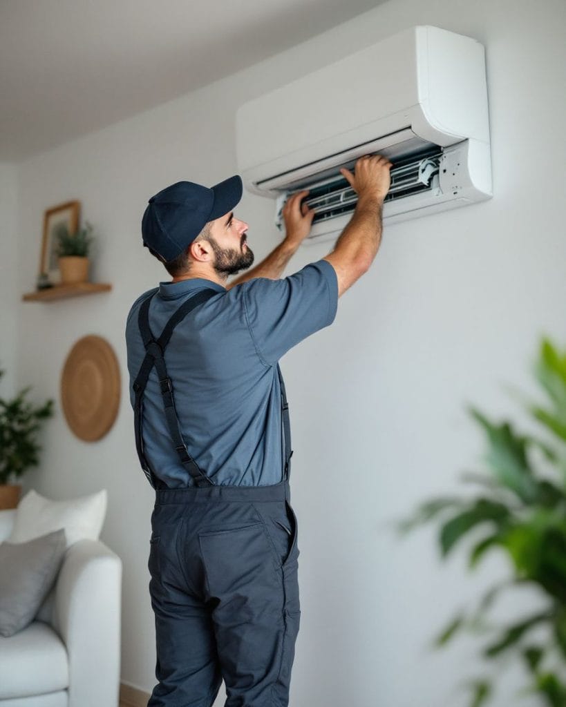 Técnico de Airwell en plena reparación