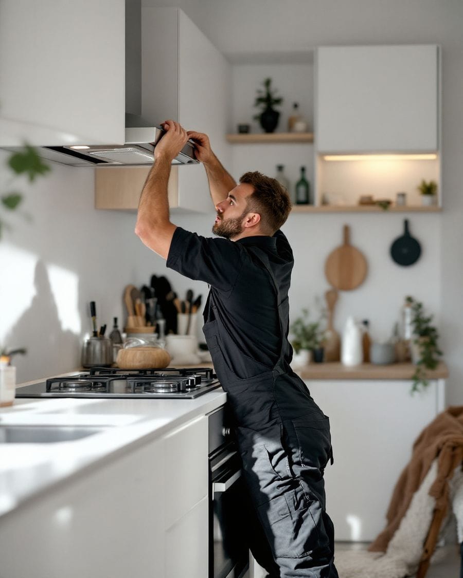 Técnico reparando calefactor Cata en Benalmádena